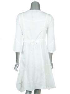 XCVI Womens White 100% Cotton Asymmetrical Embroidered Opulent Tunic 
