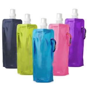  Flexible Foldable Reusable Water Drink Bottle Bag with 