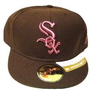 MLB CHICAGO WHITE SOX BROWN HAT CAP FITTED 7 5/8 NEW 