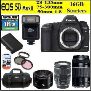   Canon EF 28 135mm f/3.5 5.6 IS USM Lens + Canon EF 50mm f/1.8 Camera