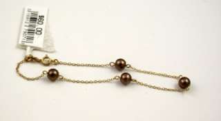 NEW 24kt Gold Sterling Silver Chocolate Pearl Bracelet NWT $60  