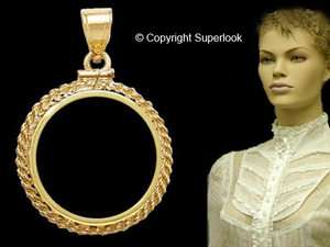 COIN BEZEL 14k Gold Filled Small Rope Mounting, Holder ~ HALF DOLLAR 