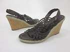 ENZO ANGIOLINI Brown Leather Woven Sandals Wedges Sz 7  