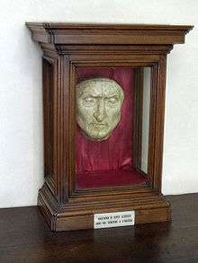 recreated death mask of Dante Alighieri in Palazzo Vecchio 