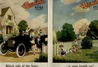 1916 OVERLAND WILLYS AUTO AD /2 PG. ~MUST SEE ARTWORK~  