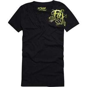  Fox Racing Womens Chaotic V Neck T Shirt   X Small/Black 