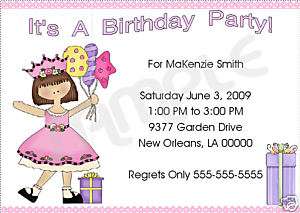 Cute Little Girl Princess Birthday Invitations  