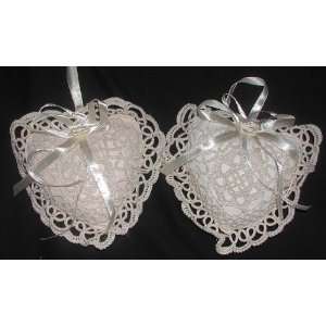  Tatted Lace Heart Sachets 4x4