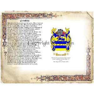   Arms/ Family Crest on Fine Paper and Family History Buy 1 get 1 FREE