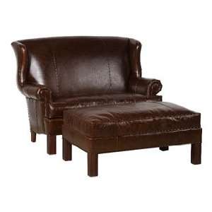   Wingback Settee Ronan Designer Style Leather Wingback Settee Home