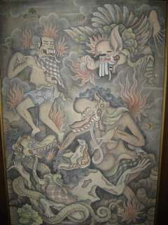 Mid Century INDONESIAN Intricate BALINESE Painting BALI Art SIGNED Wj 