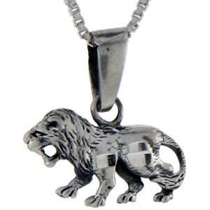  Sterling Silver Lion Pendant, 11/16 in. (21mm) tall 