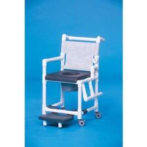  Deluxe Shower Commode with Left Drop Arm Mesh Backrest Color Navy 