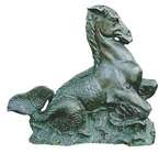 Cast Bronze Sea Horse on Rock Statue MGSRB992413  