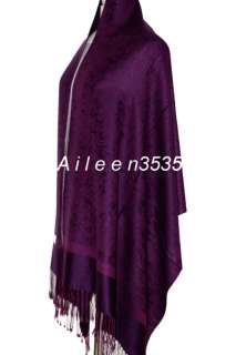 Stunning 70%Pashmina & 30%Silk Paisley Shawl/Wrap~Purple