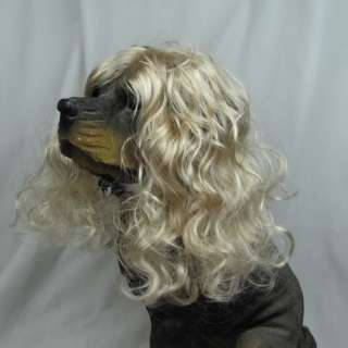 PW 12 Blonde wavy Pet dog cat wig wigs small size lovely animal wigs 