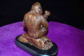 Gorilla Monkey Mother Child Real Bronze Figurine Baby  