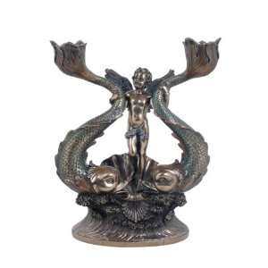   Candleholder Cherub with Sea Serpent Receptacles