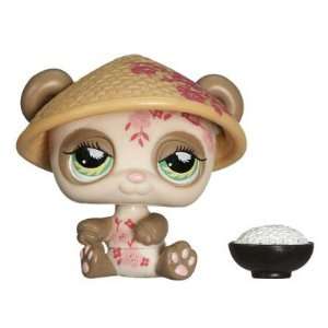   Head Pet Figure Gift Set #904   Brown Panda with Woven Sun Hat, Bowl