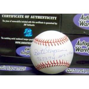  Bert Campaneris Autographed Baseball Inscribed 72 74 World 