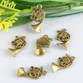 Kf341 Bronze Horn Instrument Pendant Charms Finding 40X  