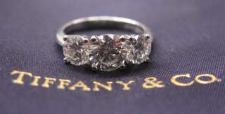 Tiffany & Co PLAT 3Stone Diamond Engagement Ring 2.72CT G VVS2 1 