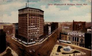 Postcard 903158 Corner Woodward & Michigan Detroit  