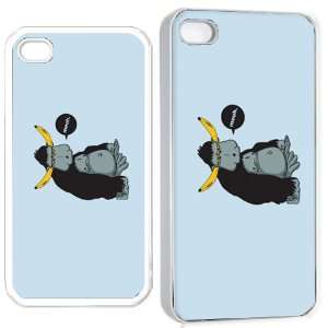  gorilla and banana iPhone Hard 4s Case White Cell Phones 