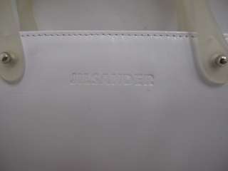 Jil Sander White Leather Square Clear Rubber Handle Small Purse  