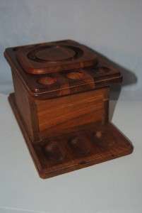 Beautiful Vintage 1950s solid Walnut Humidor and 6 pipe stand  