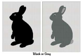 Standing Up Bunny Rabbit Silhouette Black or Gray Easy Afghan Crochet 