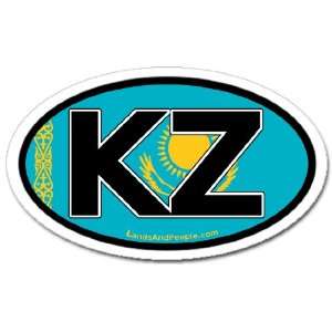  Kazakhstan KZ and Kazakh Flag Car Bumper Sticker Decal 