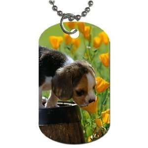Cute puppy beagle Dog Tag with 30 chain necklace Great Gift Idea