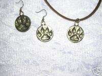 WOLVES SET OF WOLF PAW PRINTS 18 NECKLACE & EARRINGS  