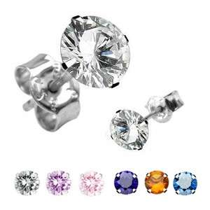 925 Sterling Silver Earrings Studs Round 3mm CZ  