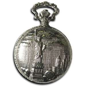 Pocketwatch with Chain Silver Tone statue of liberty Pocket Watch with 