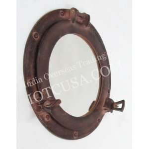   ALUMINUM RED BROWN PORTHOLE WITH MIRROR