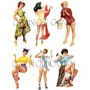  6 Different WWII Nose Art Pinup Girl Guitar Decals #65 