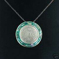 STERLING SILVER NECKLACE PIN COMBO TURQUOISE ENAMEL  