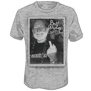 New Willie Nelson Best Wishes Middle Finger T shirt tee  