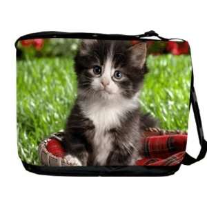 RikkiKnight Black and White Kitten Messenger Bag   Book Bag ***with 