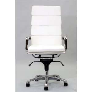    High Back Executive Office Chair in White Vinyl