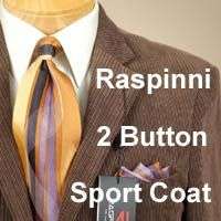 44L Sport Coat   Brown RASPINNI 44 Long   S36  