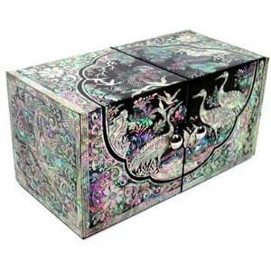 Silver J Mother pearl wooden lacquered jewellery box, handmade jewelry 