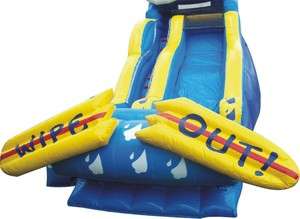 Inflatable Water Slide 19 Foot Wipe Out Bouncy Slide and Water 