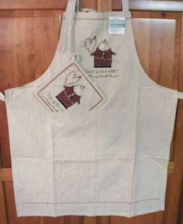 Kay Dee Love In Your Heart Apron & 2 Potholders New  