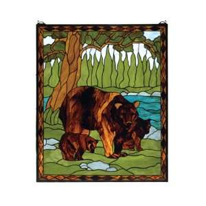  Bear and Cubs Spring Woods Stained Glass Window Kitchen 
