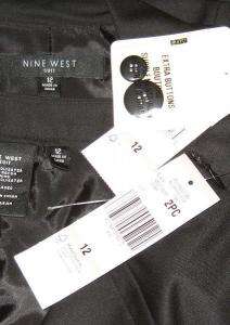 NINE WEST Black Jacket Blazer Skirt Suit NWT 4805  