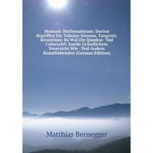   Vnd Andern Kunstliebenden (German Edition) Matthias Bernegger Books