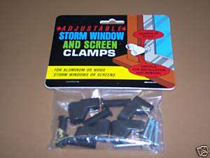 ADJUSTABLE STORM WINDOW AND SCREEN CLAMPS  